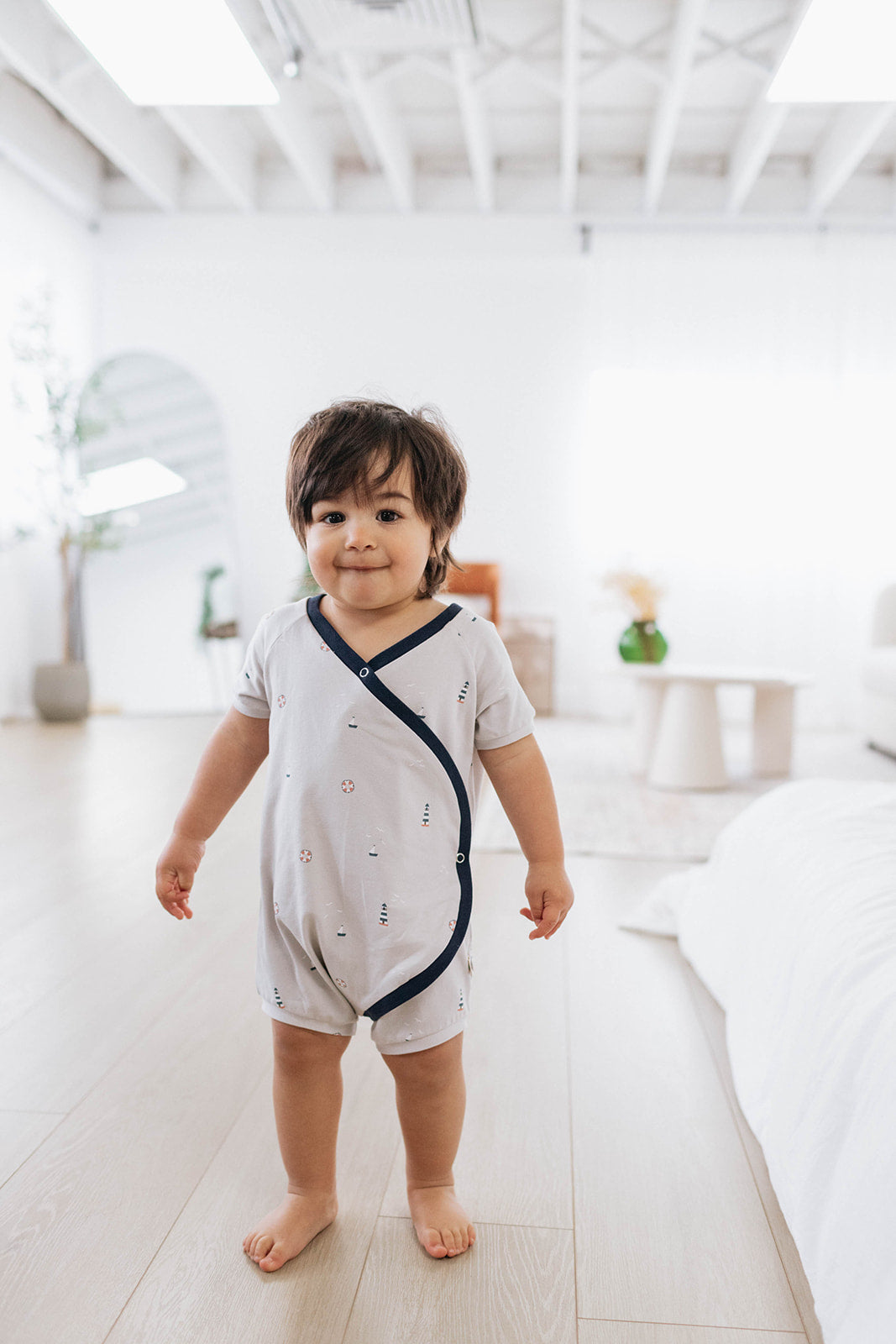 Baby Onesie — Grey Nautical