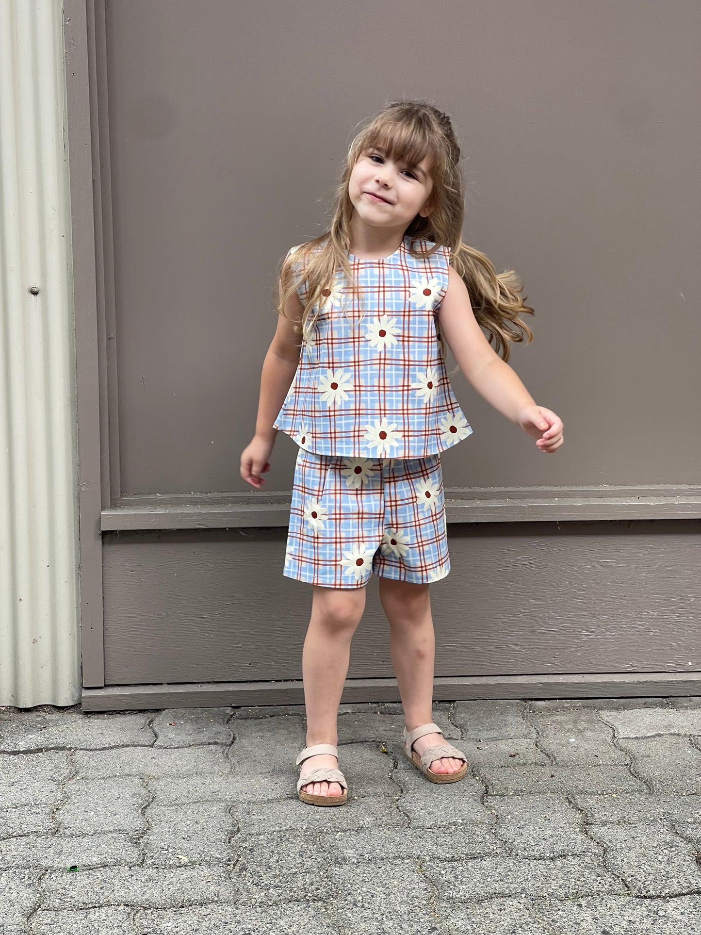 Hazel Top — Light Tartan Daisy