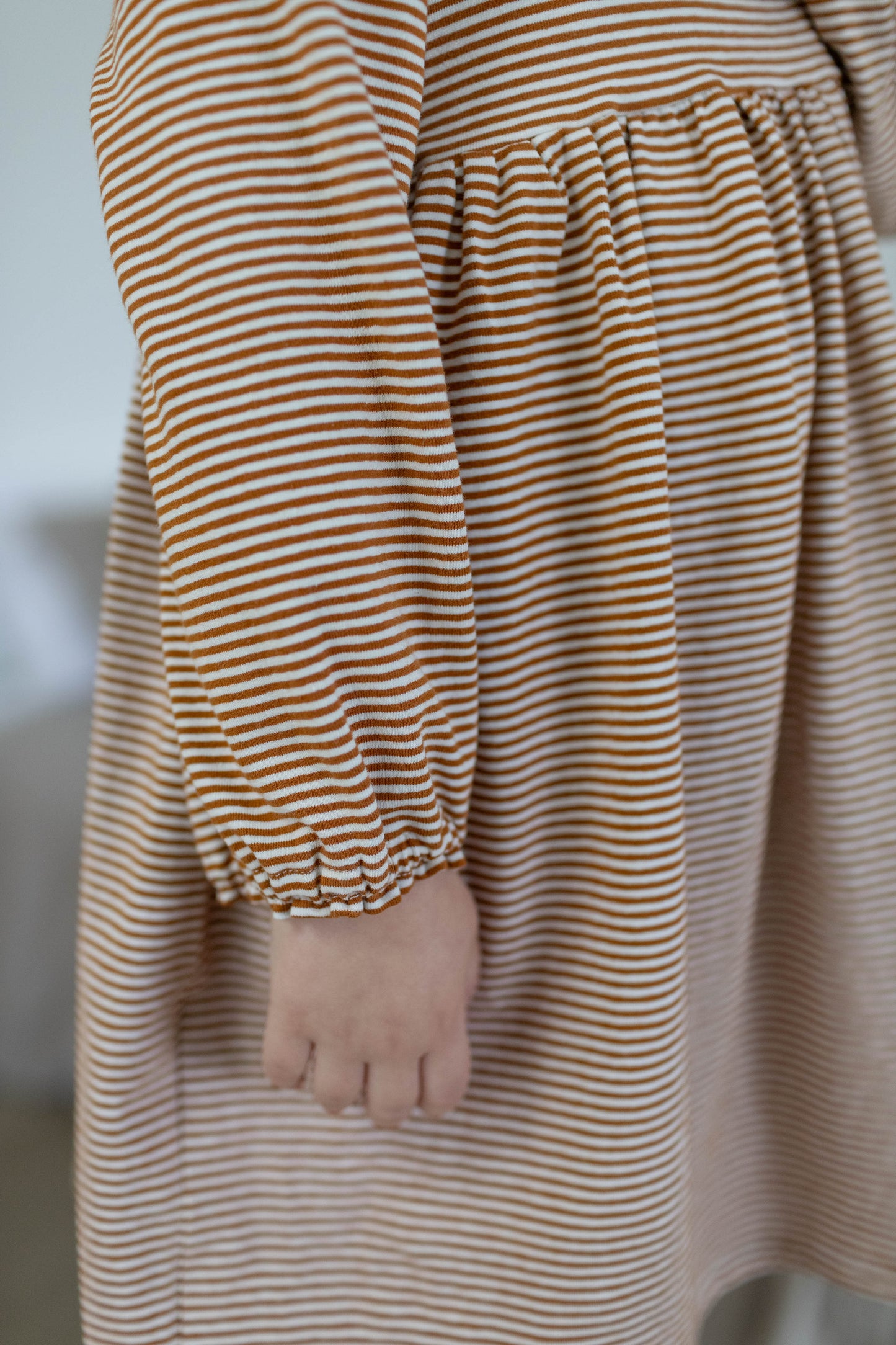 Rowan Dress Long Sleeve — Caramel Stripe