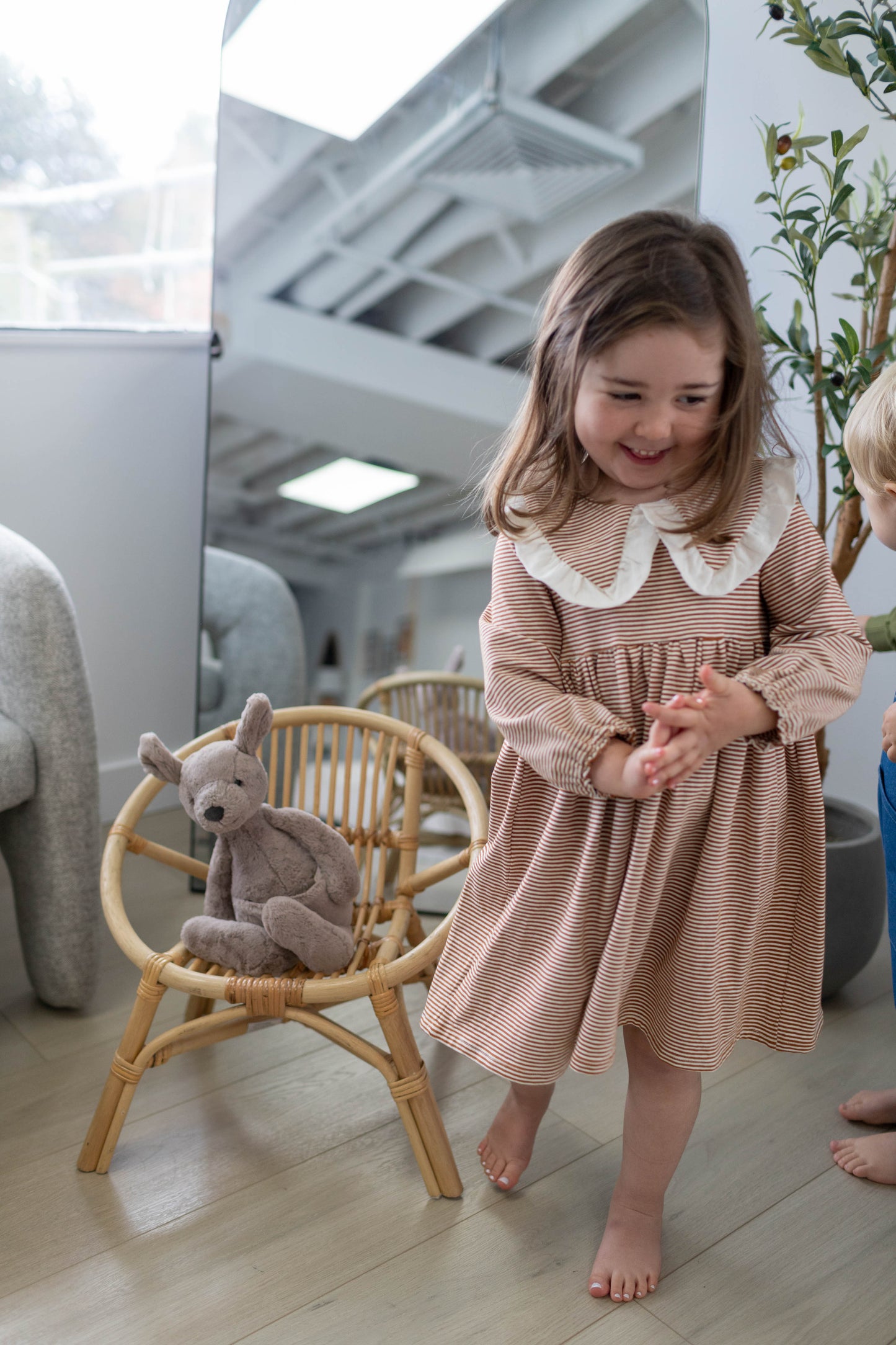 Rowan Dress Long Sleeve — Caramel Stripe