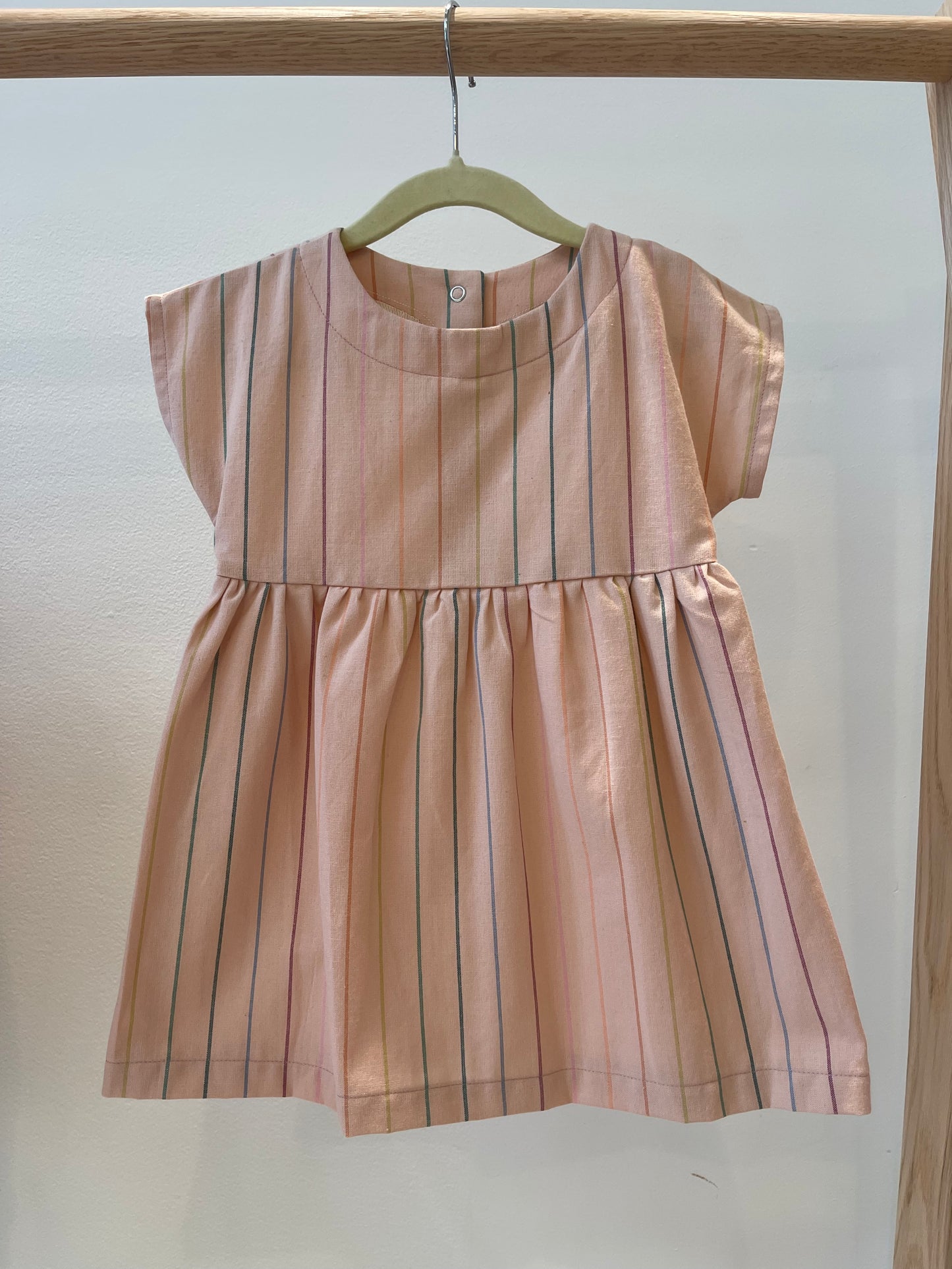 Rowan Dress — Pink Rainbow Stripe