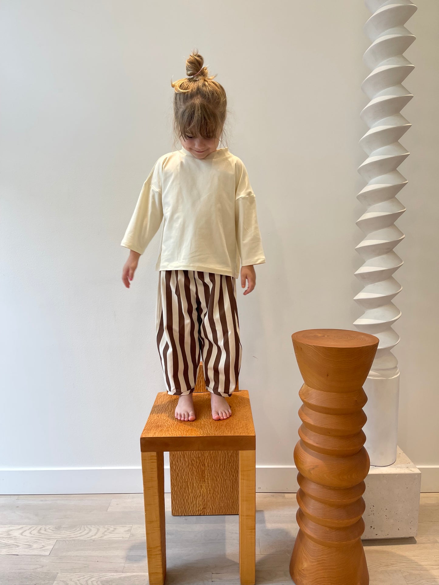 Barrel Pant — Chocolate Stripe Denim