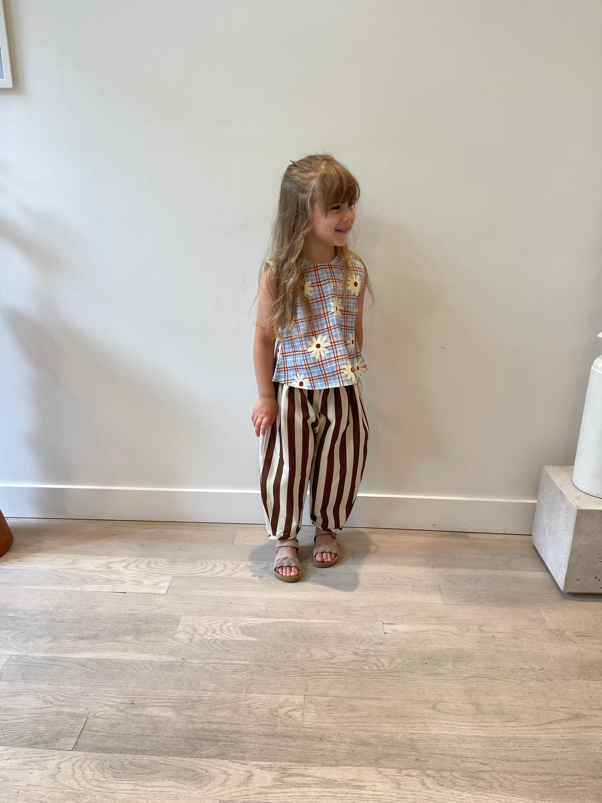 Barrel Pant — Chocolate Stripe Denim