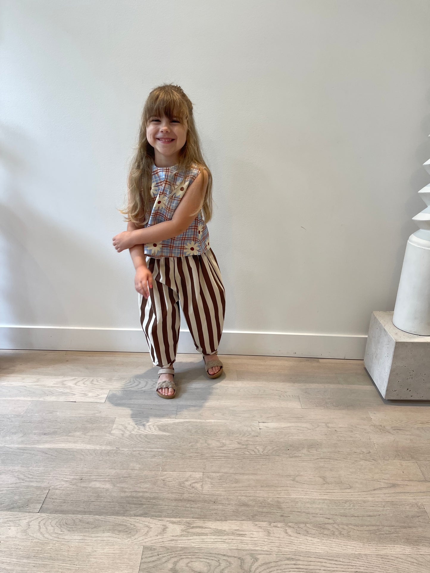 Barrel Pant — Chocolate Stripe Denim