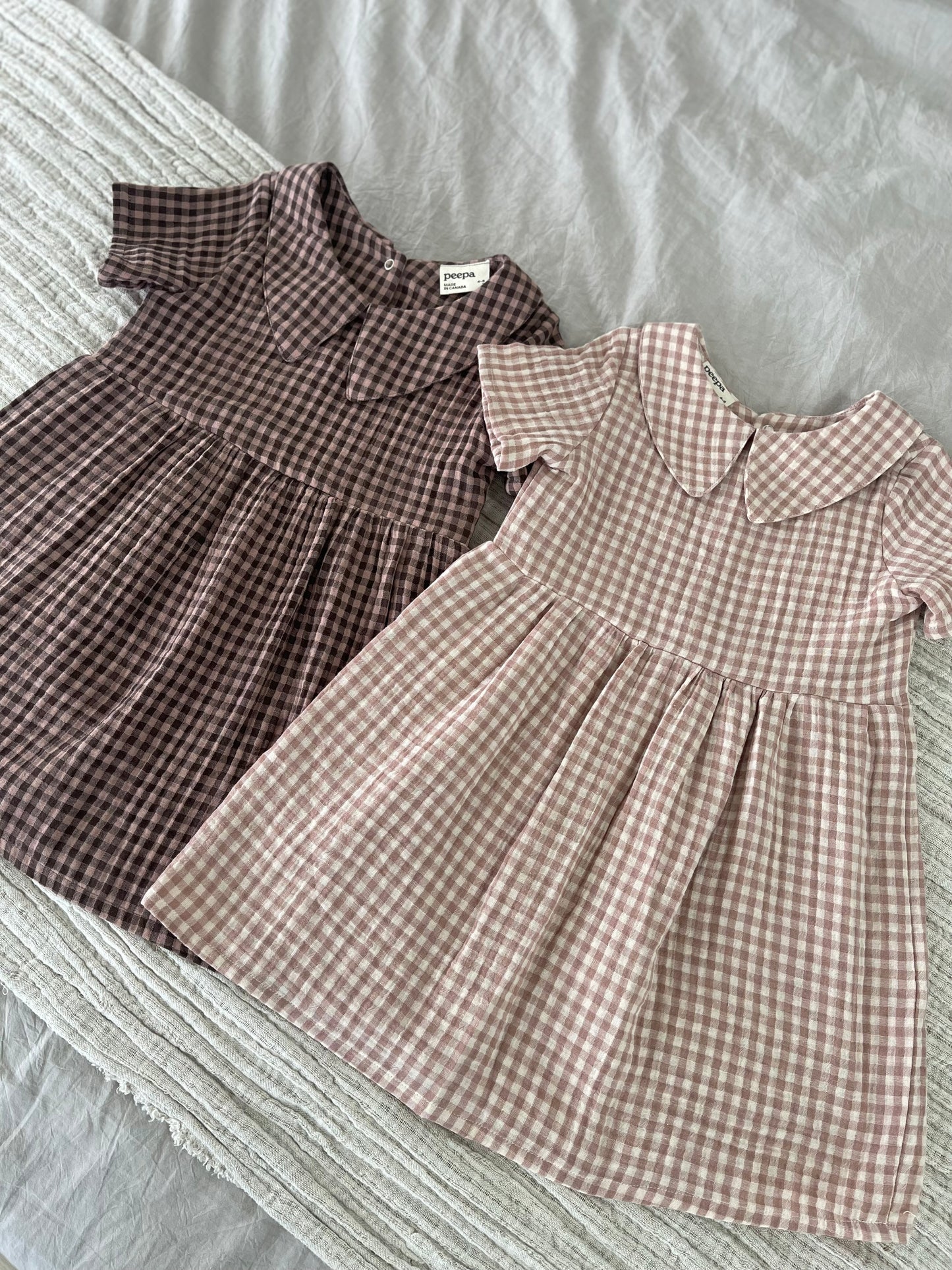 Rowan Dress — Beige Checkered