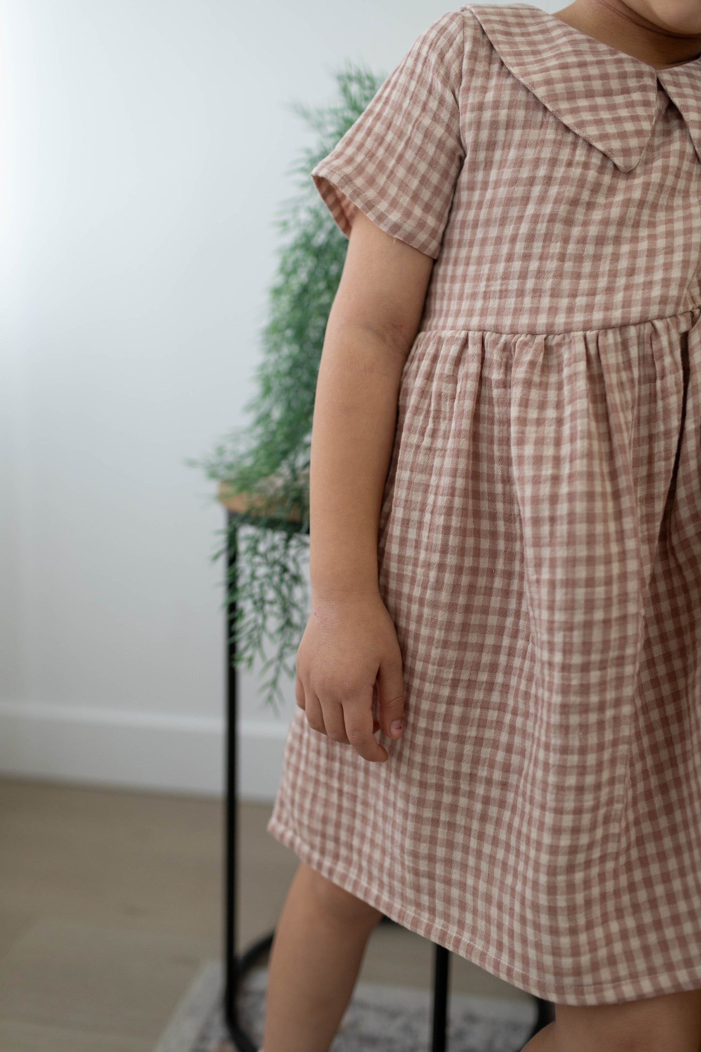 Rowan Dress — Beige Checkered