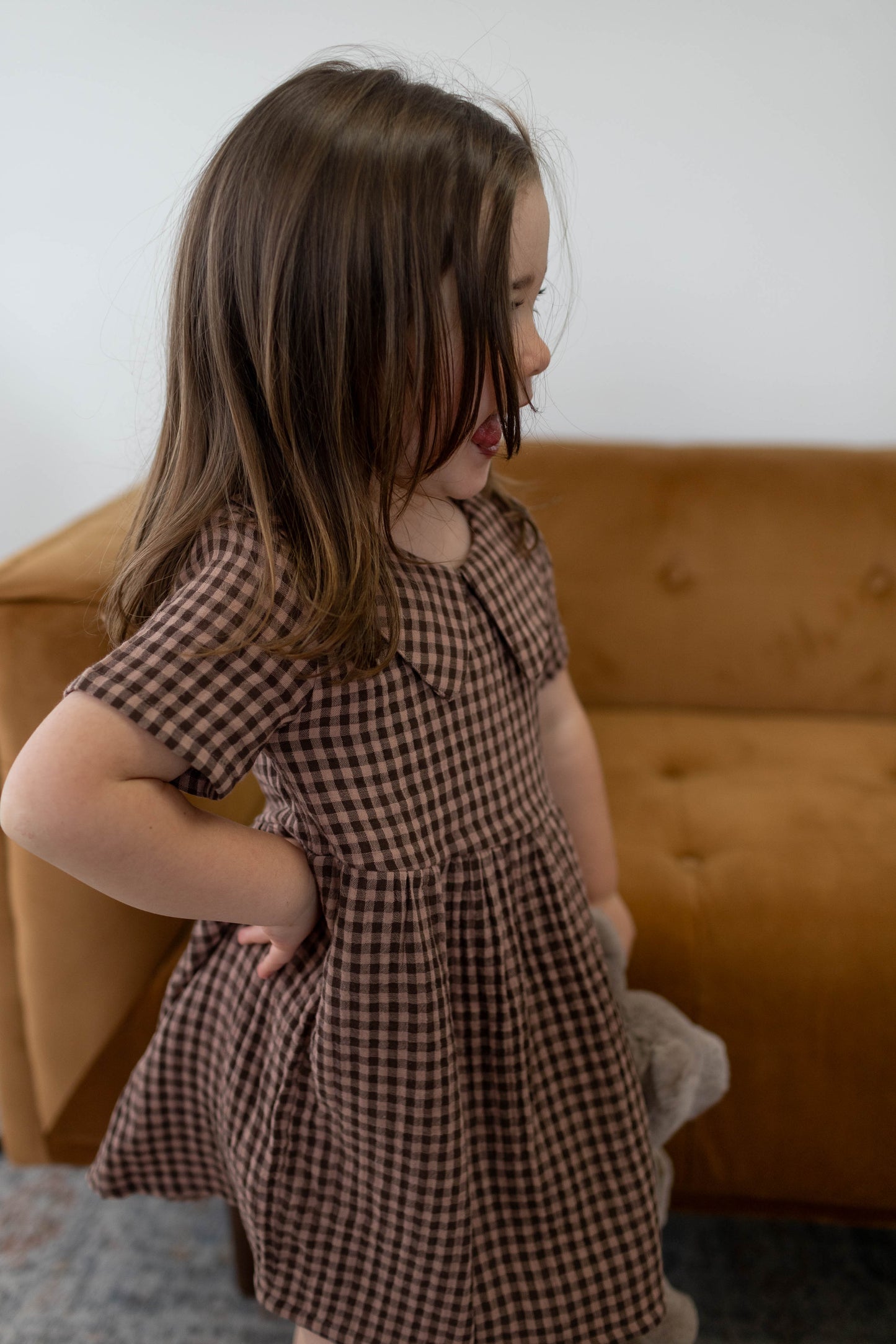 Rowan Dress — Brown Checkered