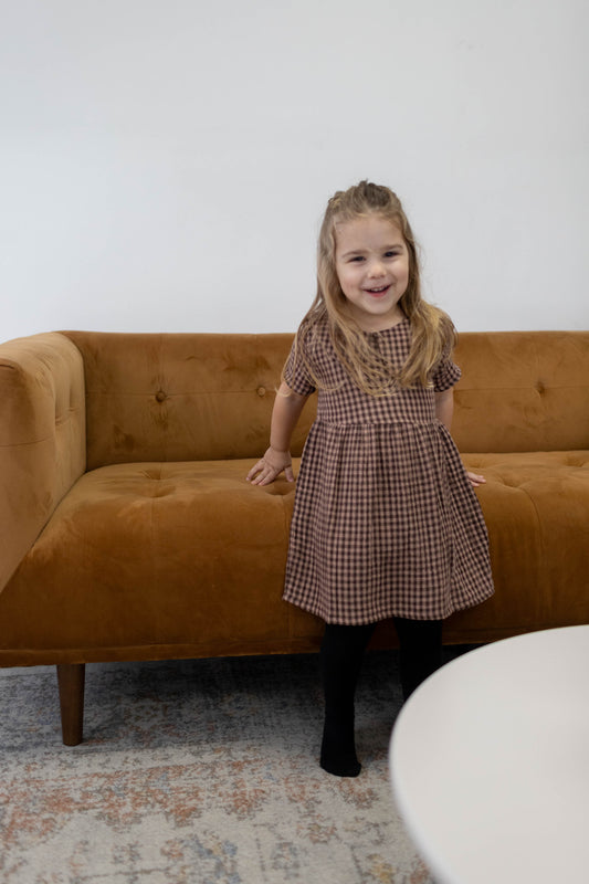Rowan Dress — Brown Checkered