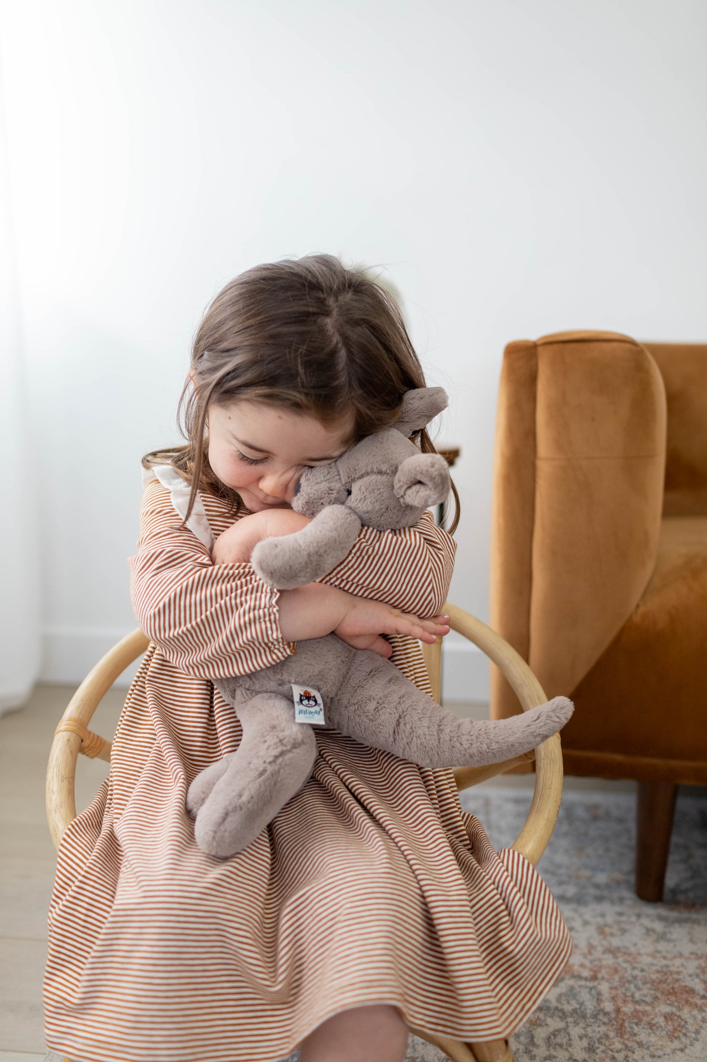 Rowan Dress Long Sleeve — Caramel Stripe