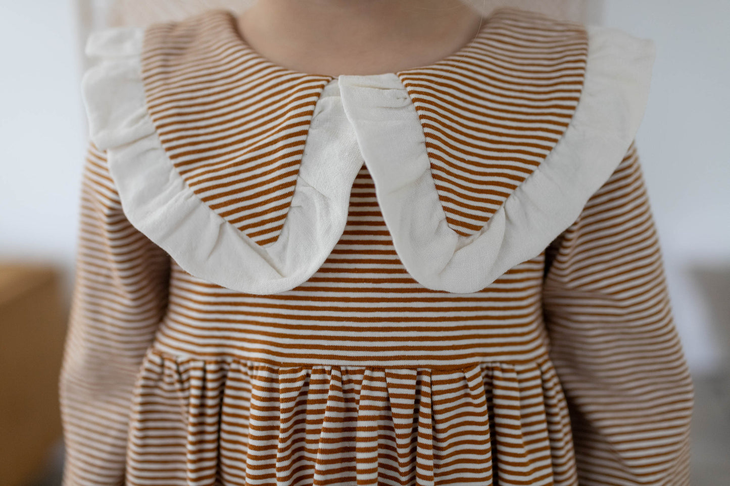 Rowan Dress Long Sleeve — Caramel Stripe