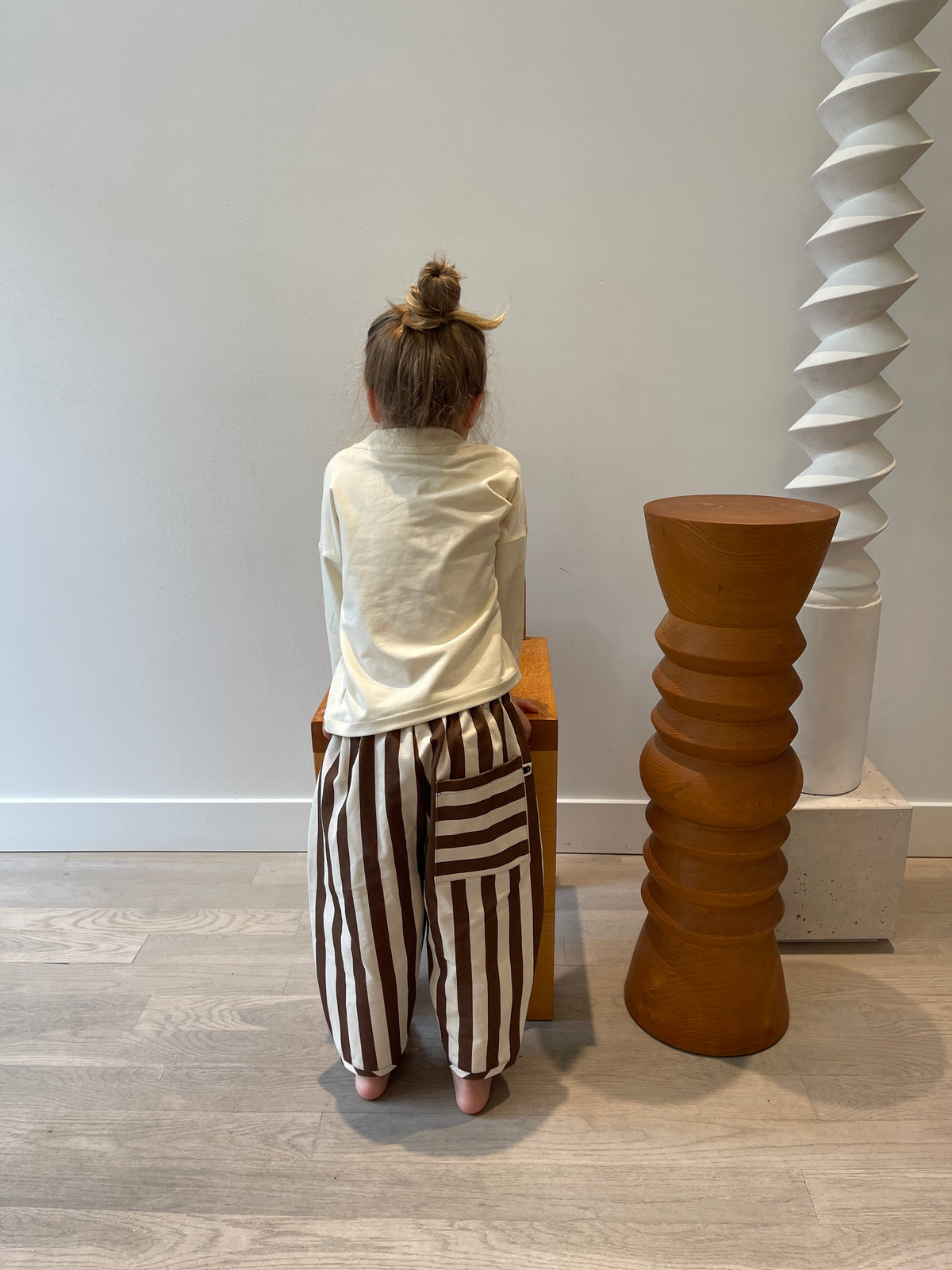 Barrel Pant — Chocolate Stripe Denim