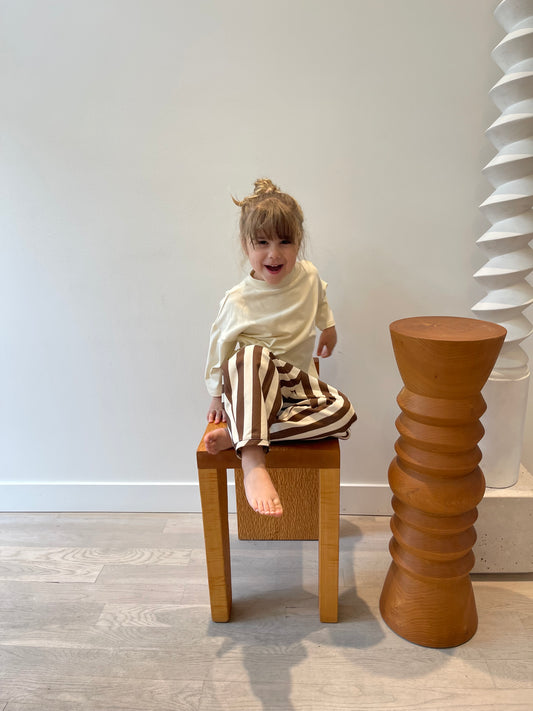 Barrel Pant — Chocolate Stripe Denim