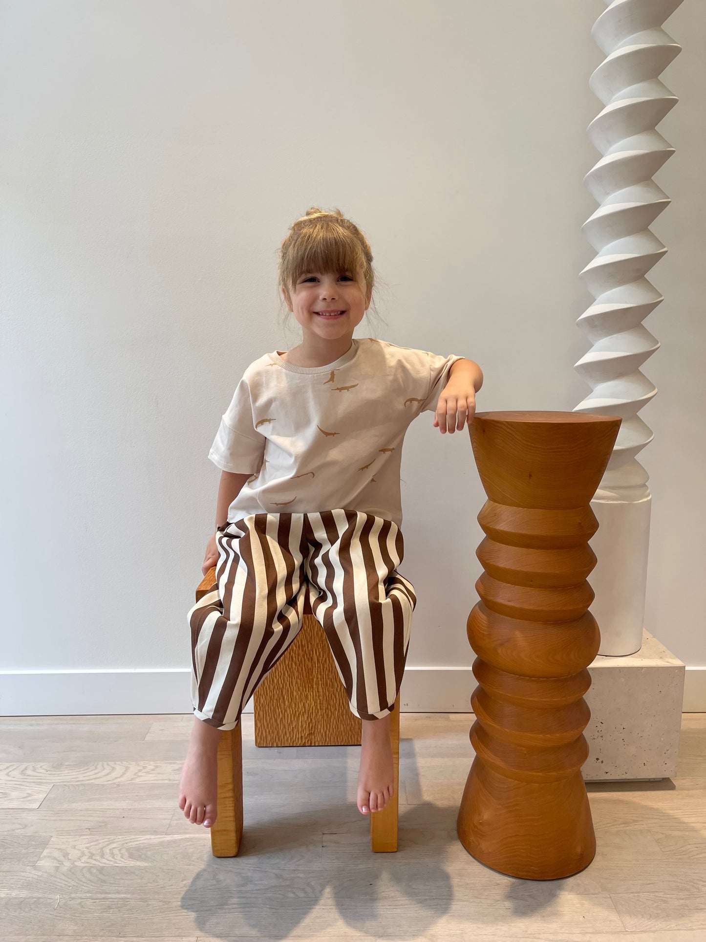Barrel Pant — Chocolate Stripe Denim