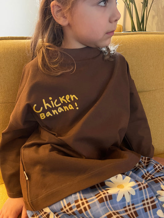 Ellis 3/4 Sleeve Tee — Chocolate Brown Chicken Banana