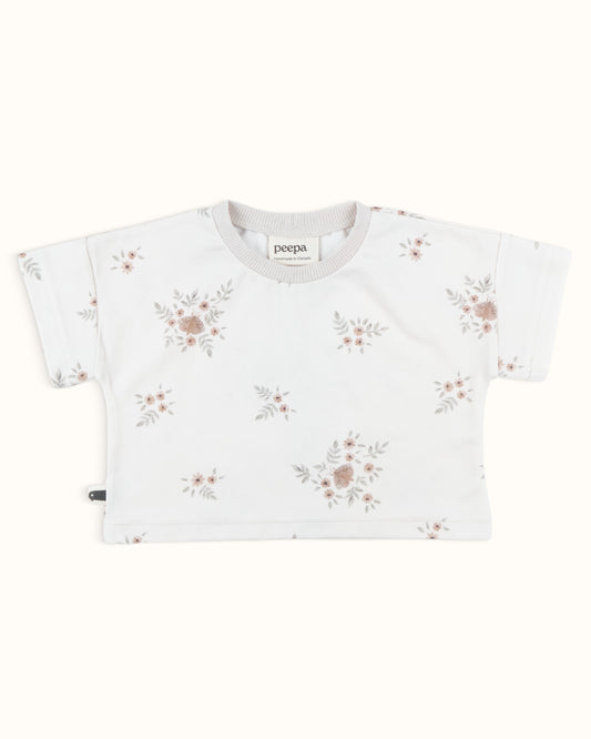 Téa Crop Tee — Sandy Floral
